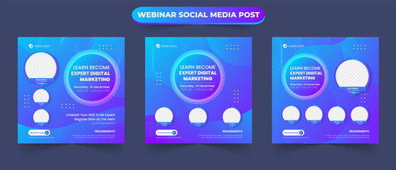 Wall Mural - business digital marketing webinar poster social media post for online training course seminar video