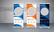 Roll-up banner stands template design layout. pull-up abstract background, vertical, x-banner, display, rectangle size. editable roll-up banner vector template 