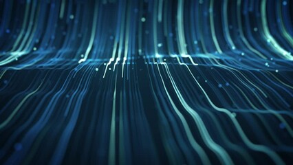 Wall Mural - abstract light fiber strings flowing background loop/ 4k animation of an abstract wallpaper technolo