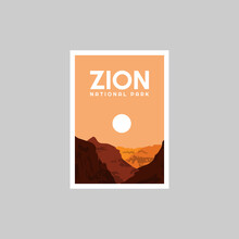Zion National Park Poster Vector Illustration Design