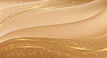 Abstract luxury golden background with glow lines and abstract glitter.