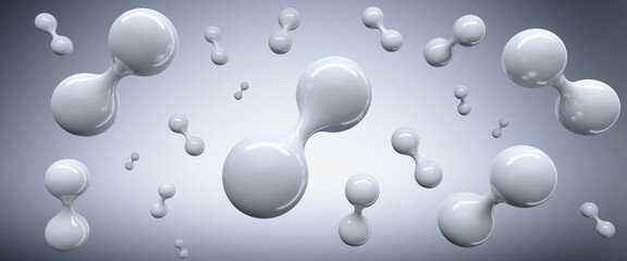 Visualisation of Hydrogen Molecules - Clean future energy concept - 3 D illustration