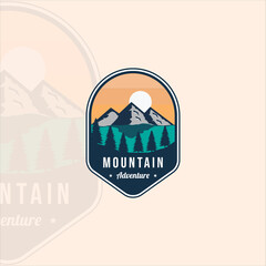 Wall Mural - outdoor mountain emblem logo vector illustration template icon graphic design. adventure sign or sym