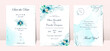 © KeepMakingArt - Blue wedding invitation card with watercolor floral decoration and abstract background