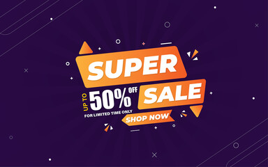 Wall Mural - super sale banner with editable text effect.
