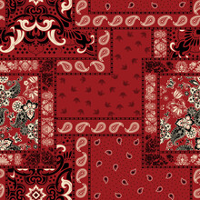 Bandanna Kerchief Fabric Printed Vector Seamless Patterns
