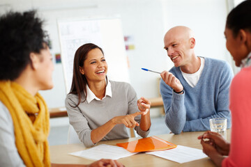 Sticker - Theres no better work than teamwork. Shot of a group of casually dressed businesspeople in the office.