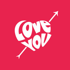 Wall Mural - Love you Heart Valentines Day Logo