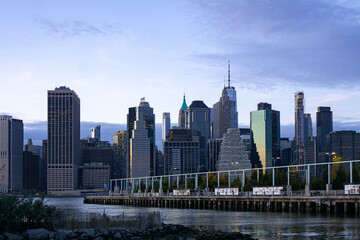 Sticker - Skyline of financial district in New York City with modern office buildings