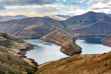 Travel to Lesotho. A view of Katse Dam Lake.