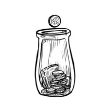 Tip Jar Vector Illustration On White Background