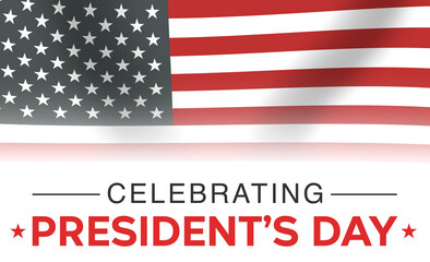 Wall Mural - Celebrating President's Day Abstract Background with Waving Flag of United States of America. Patriotic presidents day wallpaper.