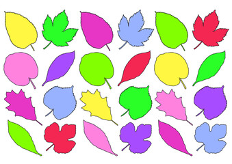 Wall Mural - colorful leaf design pattern abstract isolated on white background illustration vector
