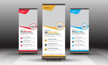Modern Business Corporate Roll Up Banner Standee Minimal Design Vector Template, Professional Creative Signage X Banner Layout