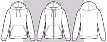 Hoodie Sweat Jacket With Zipper And Without. Mockup Template.
