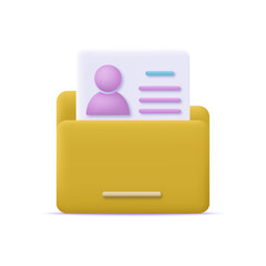 Wall Mural - 3d opened yellow folder with documents icon. Vector