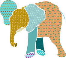 Elephant Puzzles With Pink Green Blue Purple Color Textures
