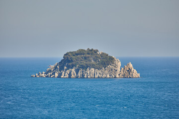 Wall Mural - Camellia island near Marmaris in Aegean Sea, blue lagoon and rocky mountains journey trip holiday