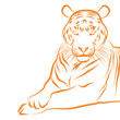 Isolated golden outlines of a sitting tiger Vector