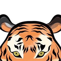 Wall Mural - Close look of a colored asian tiger face Vector