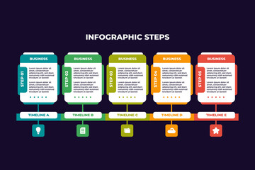 Flat Infographic Business Steps Design Template