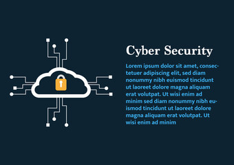 vector illustration cloud computing concept on security, database on cloud platform, information connecting, database cyber security