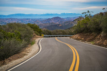 Scenic Santa Monica Mountains Road In Malibu California