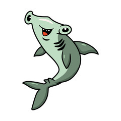 Wall Mural - Cute little hammerhead shark cartoon jumping