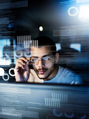 testing his code. cropped shot of a male computer programmer working on new code.
