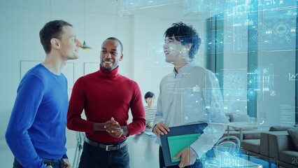 Poster - Business communication network concept. Software as a service. Digital transformation.