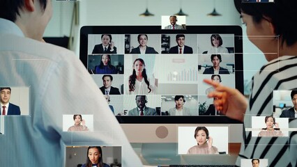 Wall Mural - video conference concept. web meeting. global business.