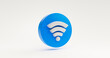 © mamewmy - Blue Wireless network icon or technology wifi symbol sign icon website element concept. illustration on white background 3D rendering