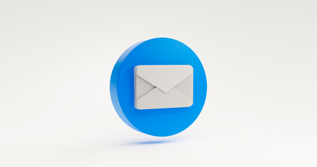 Fototapete - Blue email or envelope icon symbol inbox contact communication sign website element concept. illustration on white background 3D rendering