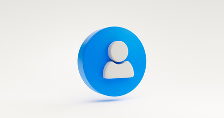 Fototapete - Blue user icon symbol or website admin social profile login communication website element concept. illustration on white background 3D rendering