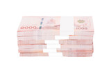 Fototapeta Kosmos - Thai baht banknotes on white background, clipping paths.