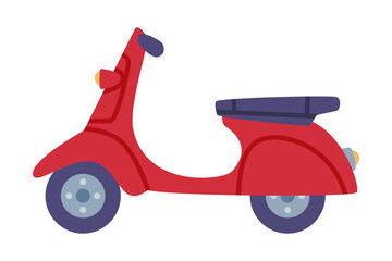 Wall Mural - Red Chinese Motor Scooter or Motorcycle with Step-through Frame Vector Illustration