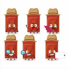 Poster - Detective red packets chinese cute cartoon character holding magnifying glass