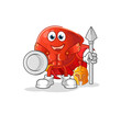 liver spartan character. cartoon mascot vector