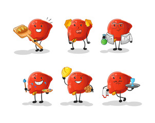 Wall Mural - liver profession set character. cartoon mascot vector