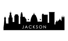 Jackson Skyline Silhouette. Black Jackson City Design Isolated On White Background.