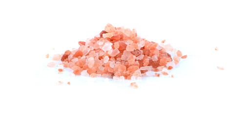 Himalayan pink salt isolated on white background.