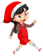 Wall Mural - A girl in Christmas costume cartoon character