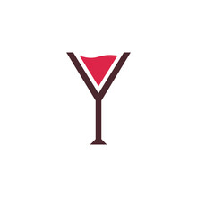 Letter Y Wineglass Logo Design Concept.