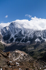 Wall Mural - Greater Caucasus Range.  Glacier Seven on mount Donguz-Orun in Elbrus region. Summer landscape