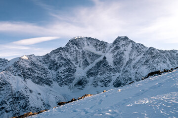 Wall Mural - Greater Caucasus Range.  Glacier Seven on mount Donguz-Orun in Elbrus region. Winter landscape