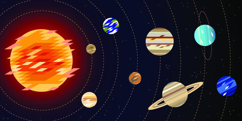Wall Mural - model of solar system, vector illustration