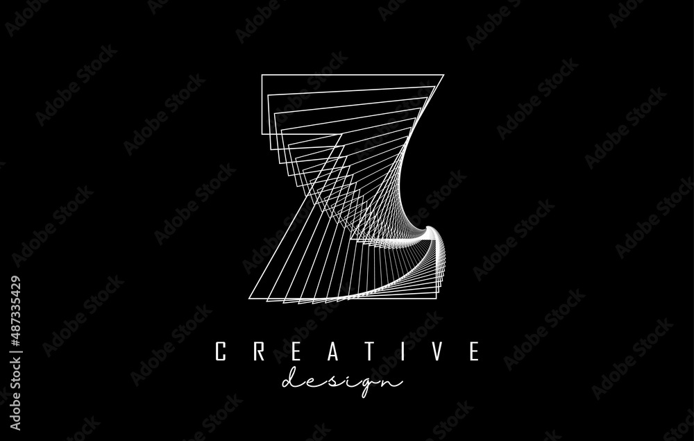 White Letter Z logo with lines and spiral effect. Vector illustration ...