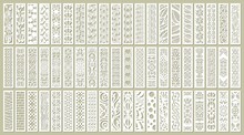 Big Set Of Vertical Panels, Gratings. Abstract Ornament, Geometric, Classic, Oriental Pattern, Floral And Plant Motifs. Template For Plotter Laser Cutting Of Paper, Metal Engraving, Wood Carving, Cnc.