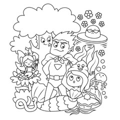 Wall Mural - Coloring book pages for kids . cute cartoon monster collection