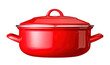 © the_lightwriter - red cast iron enamel frying pan. Dutch oven, isolated on white